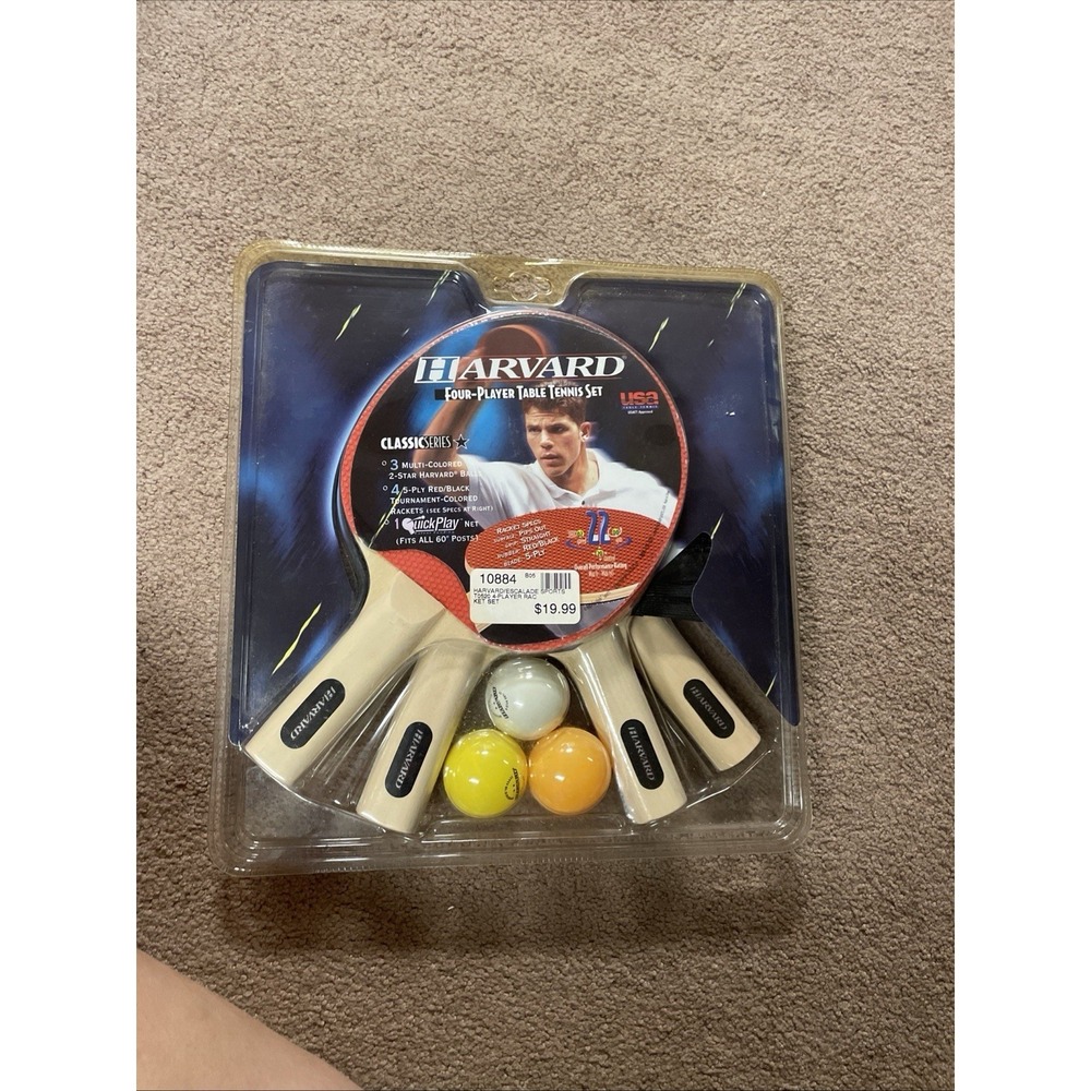 Vintage‎ Harvard Tournament 4 Player Table Tennis Set ping pong paddles balls